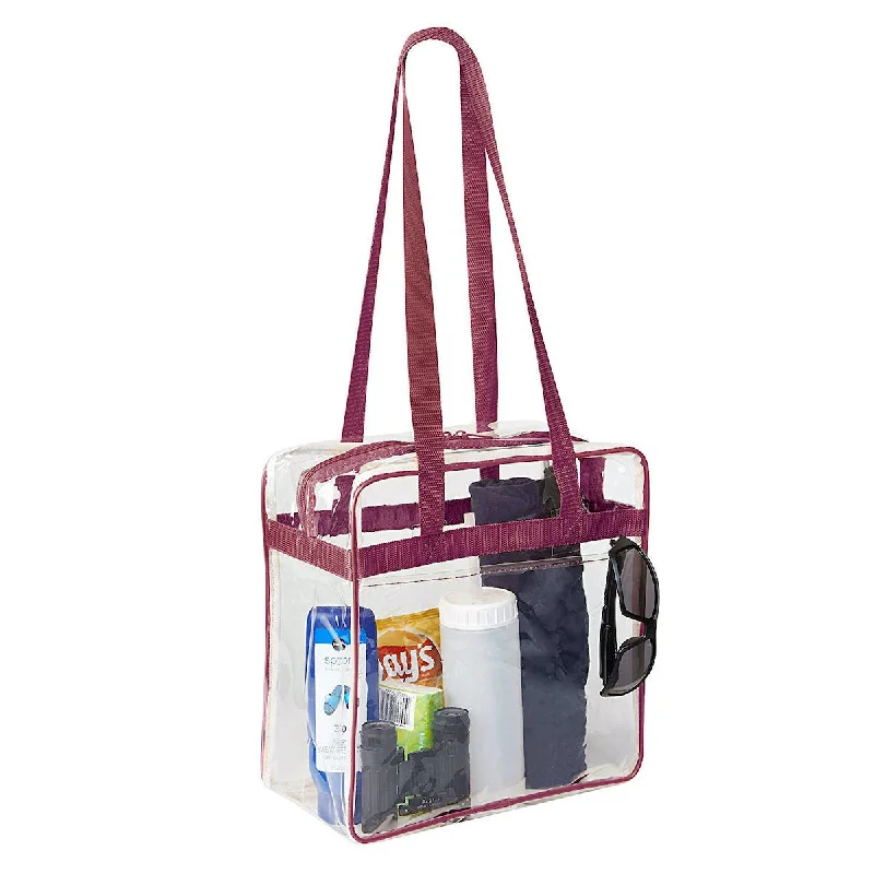 12 x 12 x 6 Stadium Bag with 35-inch Long Handles - Burgundy Trim (1401-BUR)