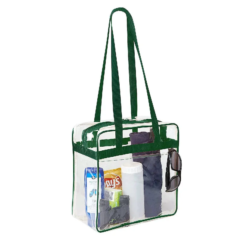 12 x 12 x 6 Stadium Bag with 35-inch Long Handles - Green Trim (1401-GRN)