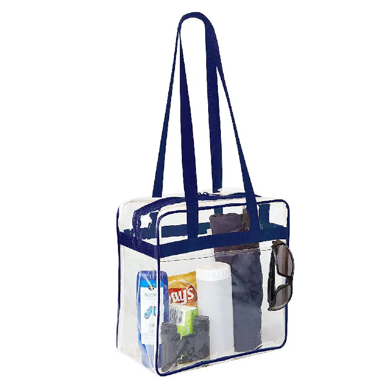 12 x 12 x 6 Stadium Bag with 35-inch Long Handles - Navy Blue Trim (1401-NAVY)