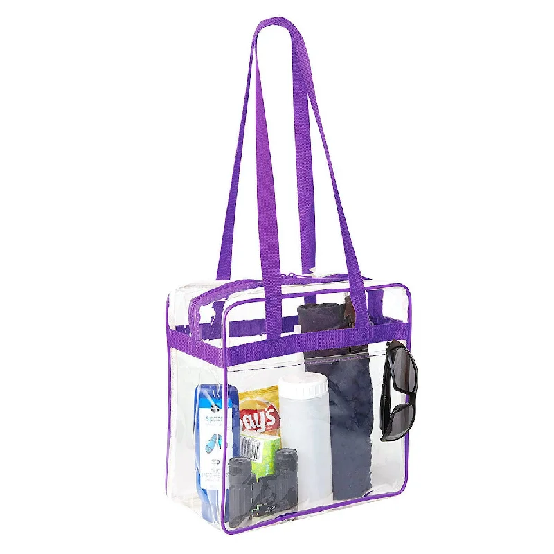 12 x 12 x 6 Stadium Bag with 35-inch Long Handles - Purple Trim (1401-PUR)