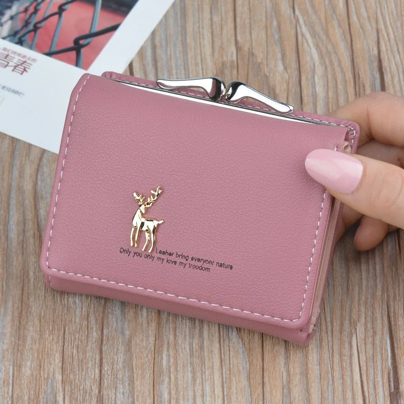 2019 Cartoon Leather Women Purse Pocket Ladies Clutch Wallet Women Short Card Holder Cute Girls Deer Wallet Cartera Mujer W061