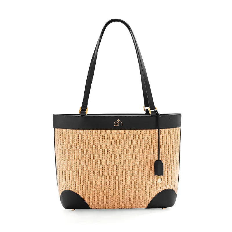 Amalfi Straw Tote - Black