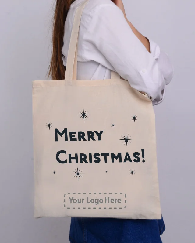 Black Color Stars Merry Christmas Tote Bag - Christmas Bags