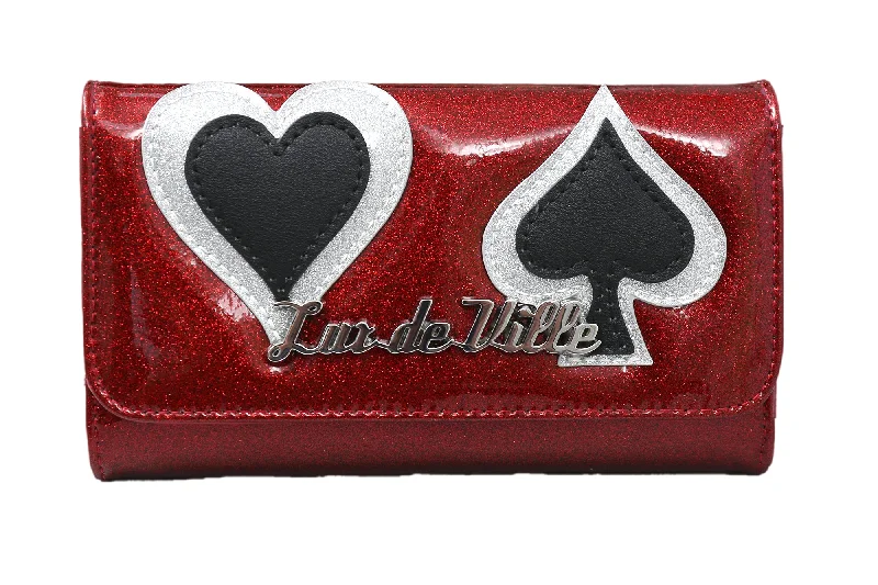 Card Suit Wallet - Red Rum Sparkle