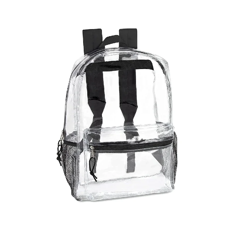 Clear Backpack With Reinforced Straps & Front Accessory Pocket