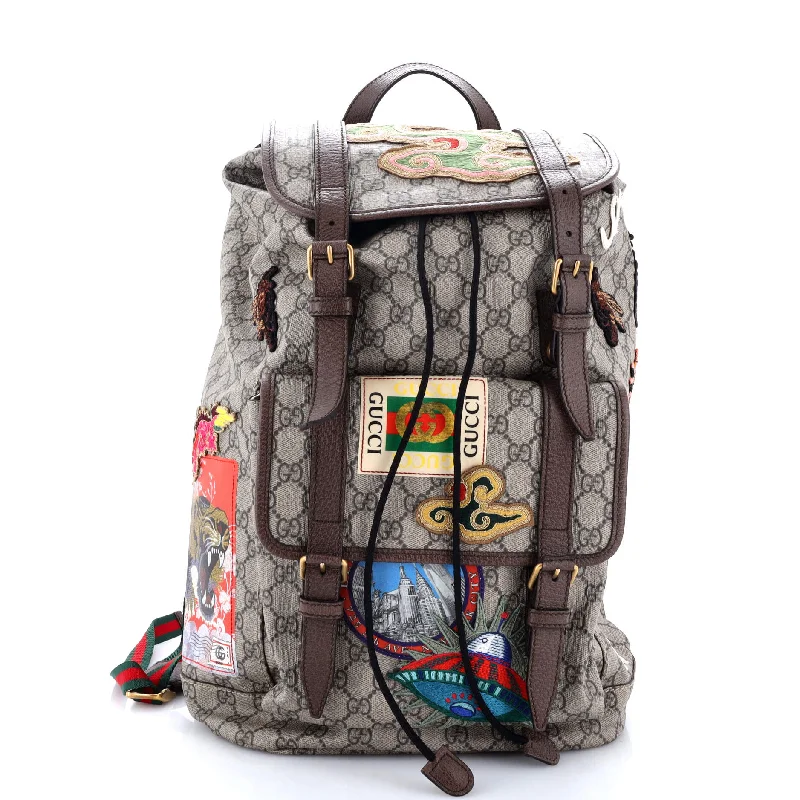 Courrier Soft Backpack GG Coated Canvas with Applique Large