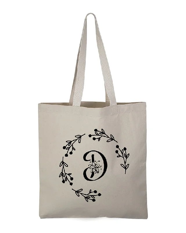 ''D'' Letter Initial Canvas Tote Bag - Initials Bags