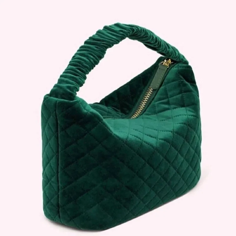 Destination London Scrunch Handle In Green Velvet