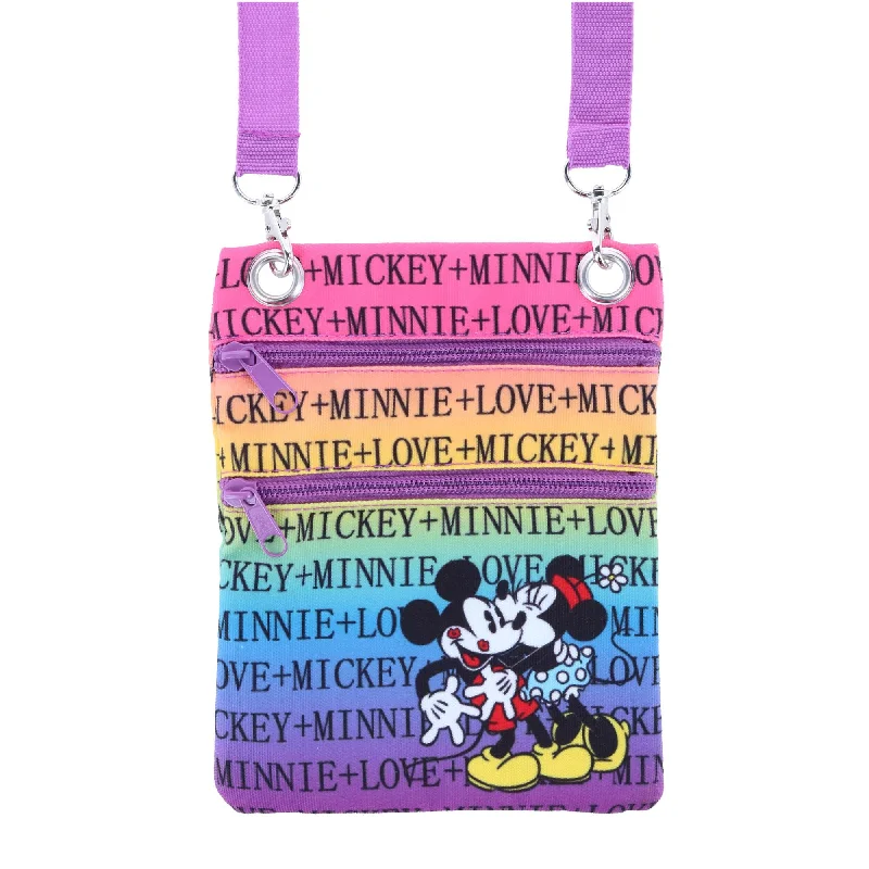 Disney Mickey and Minnie Mouse Rainbow Passport Crossbody Bag