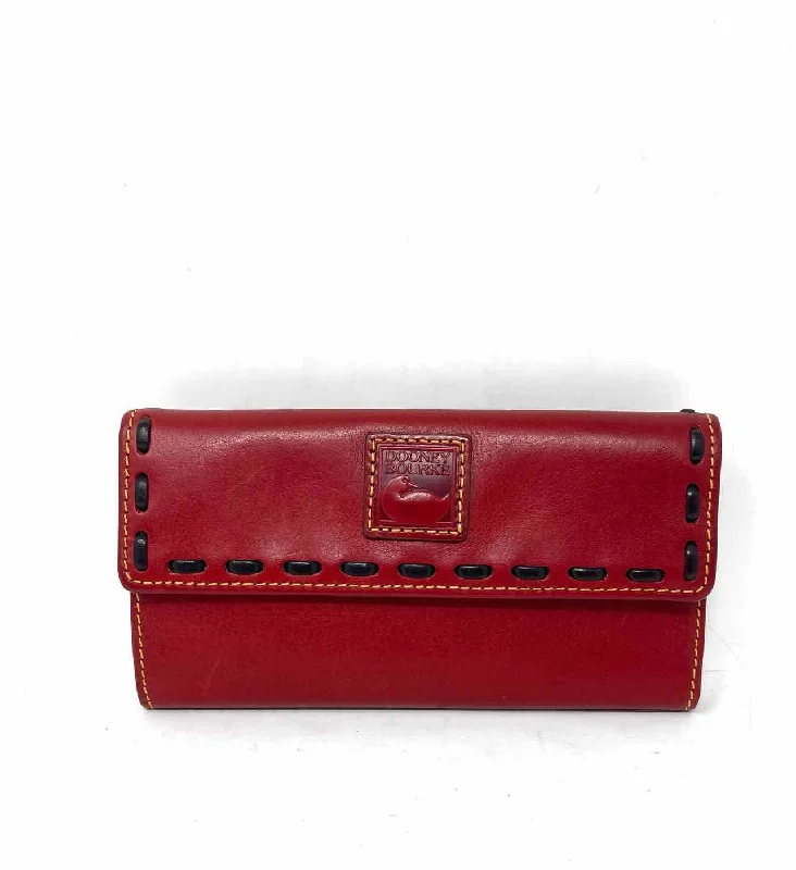 Dooney & Bourke Red/Black Whipstitch Leather Designer Wallet