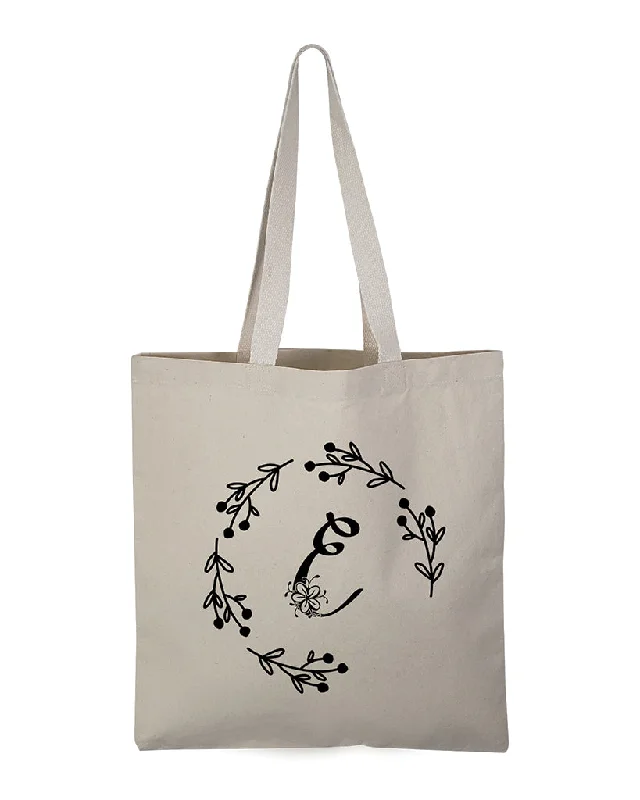 ''E'' Letter Initial Canvas Tote Bag - Initials Bags