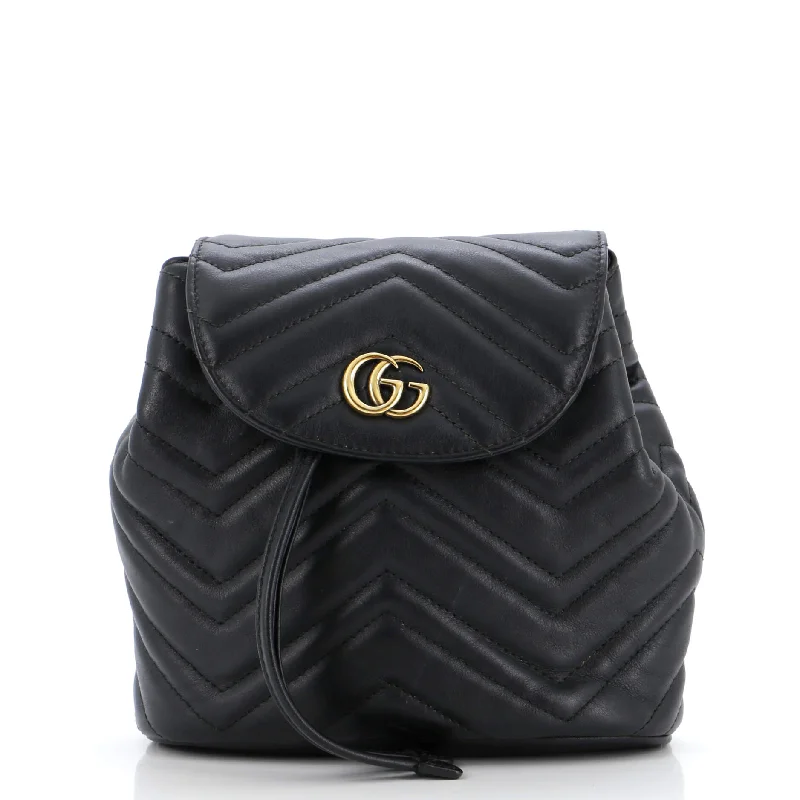 GG Marmont Drawstring Backpack Matelasse Leather Mini