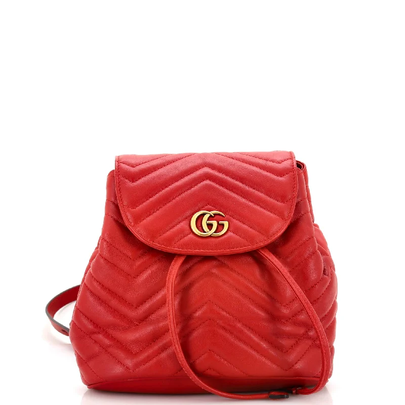 GG Marmont Drawstring Backpack Matelasse Leather Mini