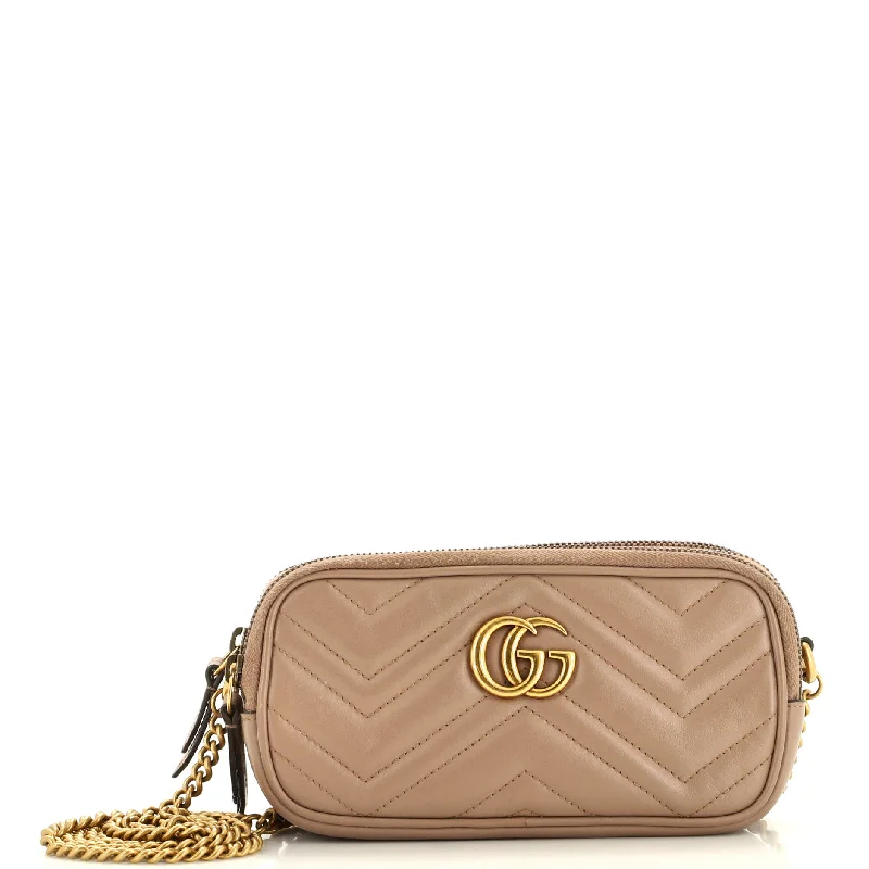 GG Marmont Triple Zip Chain Bag Matelasse Leather Mini