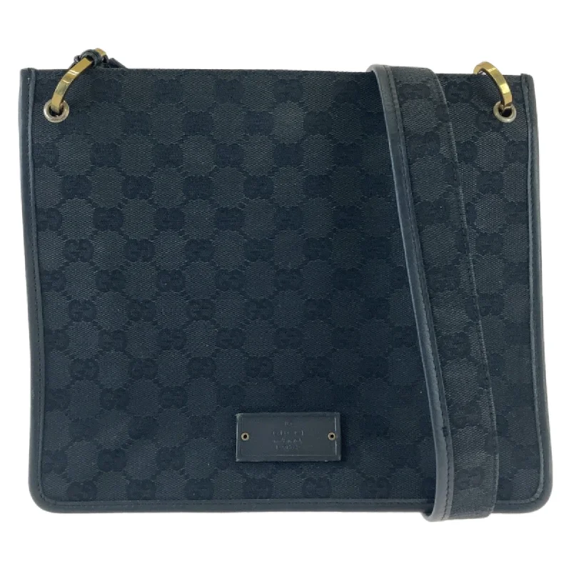 Gucci Black GG Canvas Leather Shoulder Bag