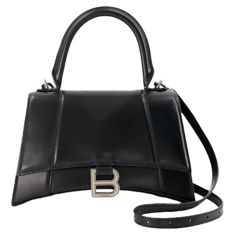 Hourglass S Bag - Balenciaga -  Black - Leather