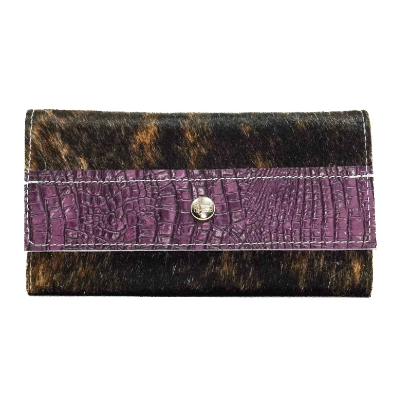 Kacey Wallet - Dark Brindle w/ Amethyst Croc