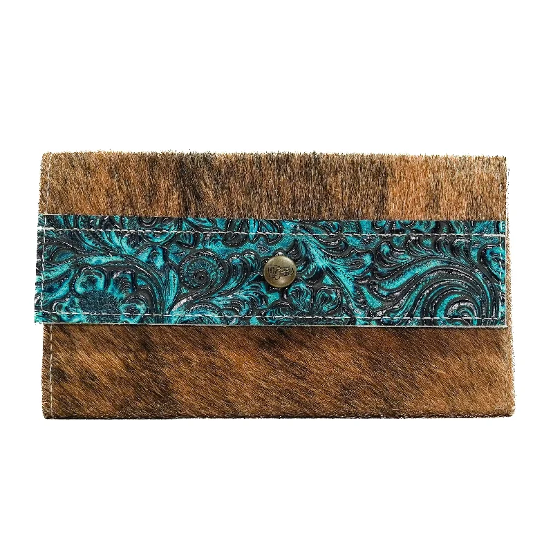 Kacey Wallet - Brindle w/ Turquoise Wildflower Tool