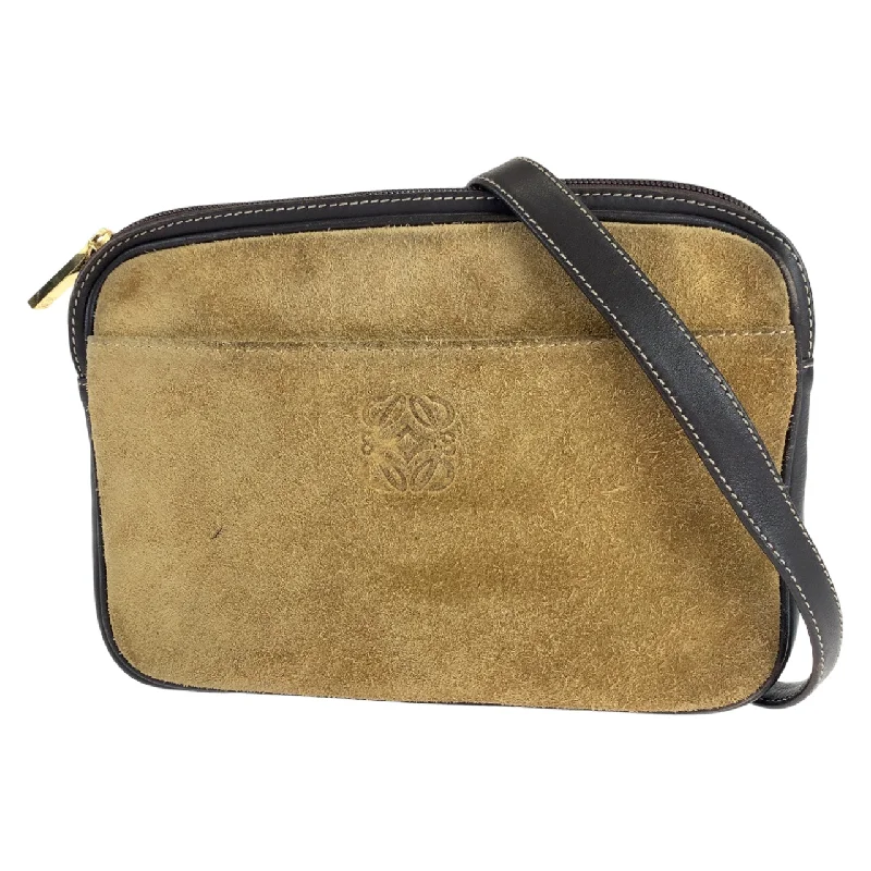 Loewe Vintage Anagram Leather Suede Shoulder Bag