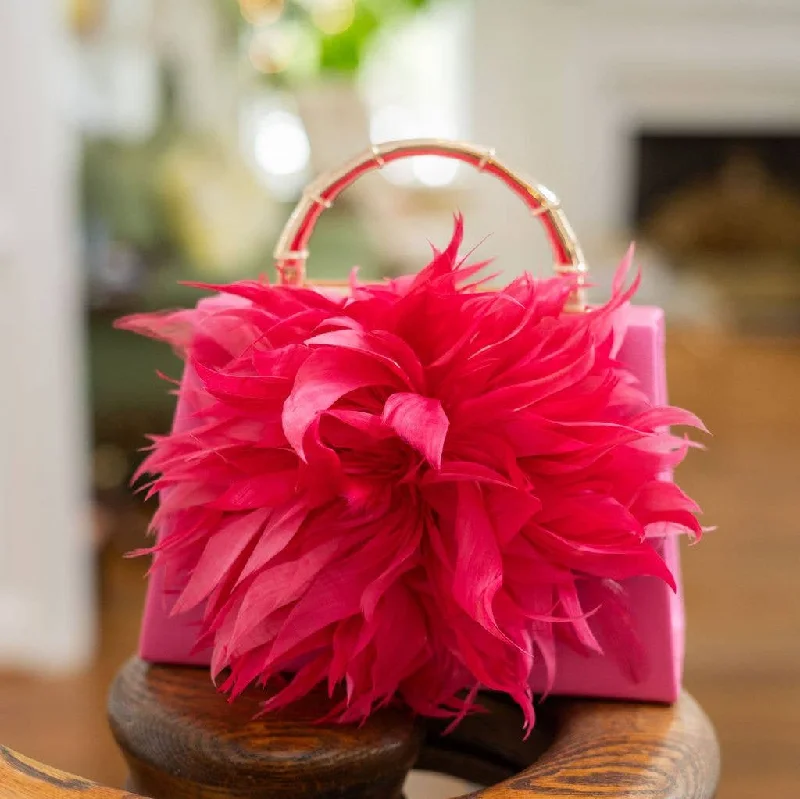 Lulu Pink Feather Clutch