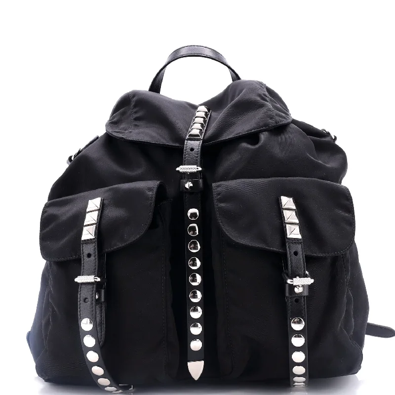 New Vela Backpack Tessuto with Studded Leather