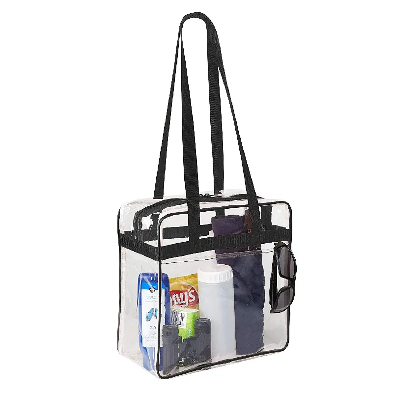 Clear NFL Stadium 12 x 12 x 6 Tote Bag with Zipper Closure (CH-1401-BLK)