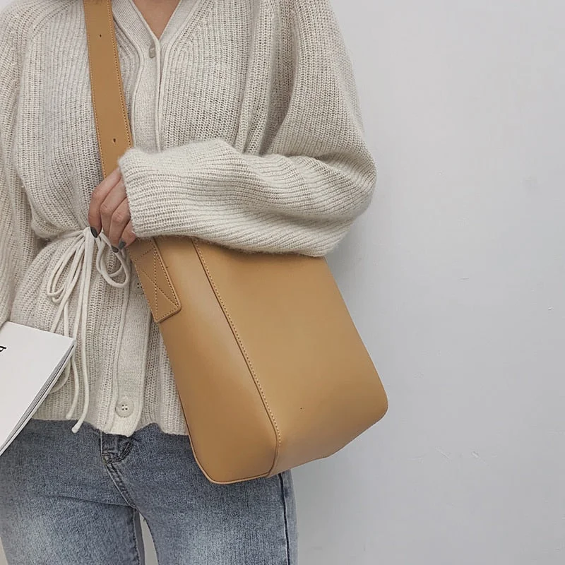 Pu Leather Shoulder Bag 2019 Fashion Women Luxury Handbags Purses Solid Color Wallet Bag