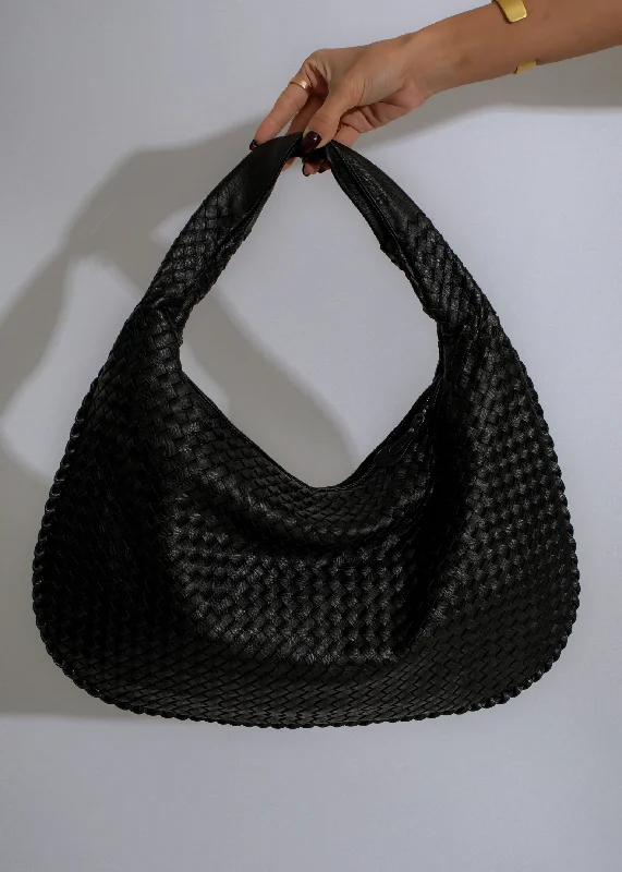 Serenade Woven Hobo Handbag Black