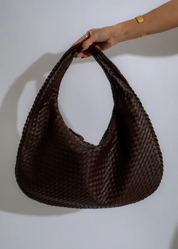 Serenade Woven Hobo Handbag Brown