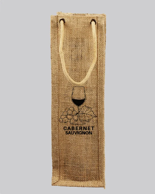 Single Bottle Jute Wine Bags / Burlap Wine Bags with Rope Handles w/ Your Logo