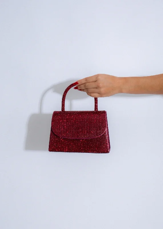 Sparkle Allure Rhinestones Handbag Red