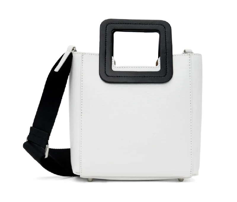 Staud Women Shirley Mini Tote Leather Bag White/Black OS