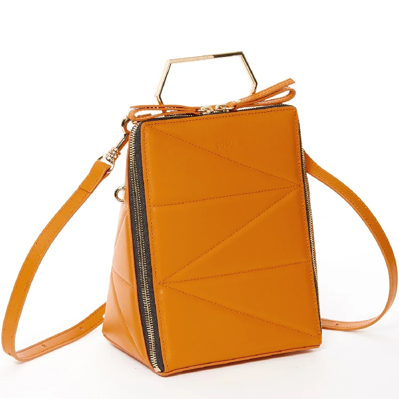 Heidi Dark Orange Leather Backpack Purse