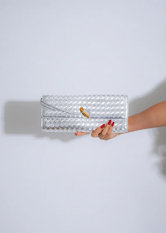 The Woven Grace Clutch Silver