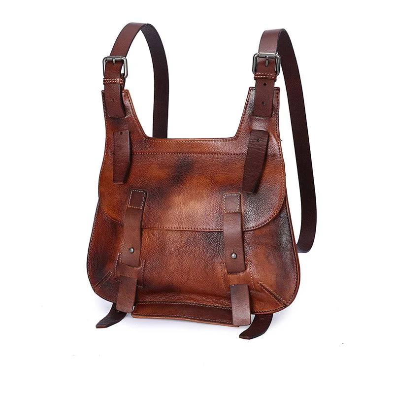 Cool Womens Brown Leather Convertible Backpack Bags Crossbody Purse for Women