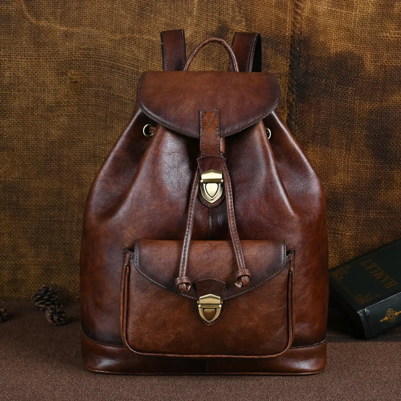 Vintage Leather Women's Backpack Purses Leather Rucksack Bag