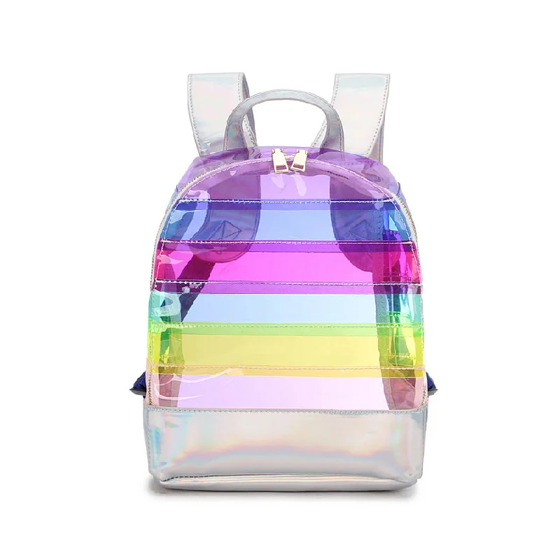 Fashion Waterproof Rainbow School Leisure PVC Backpack