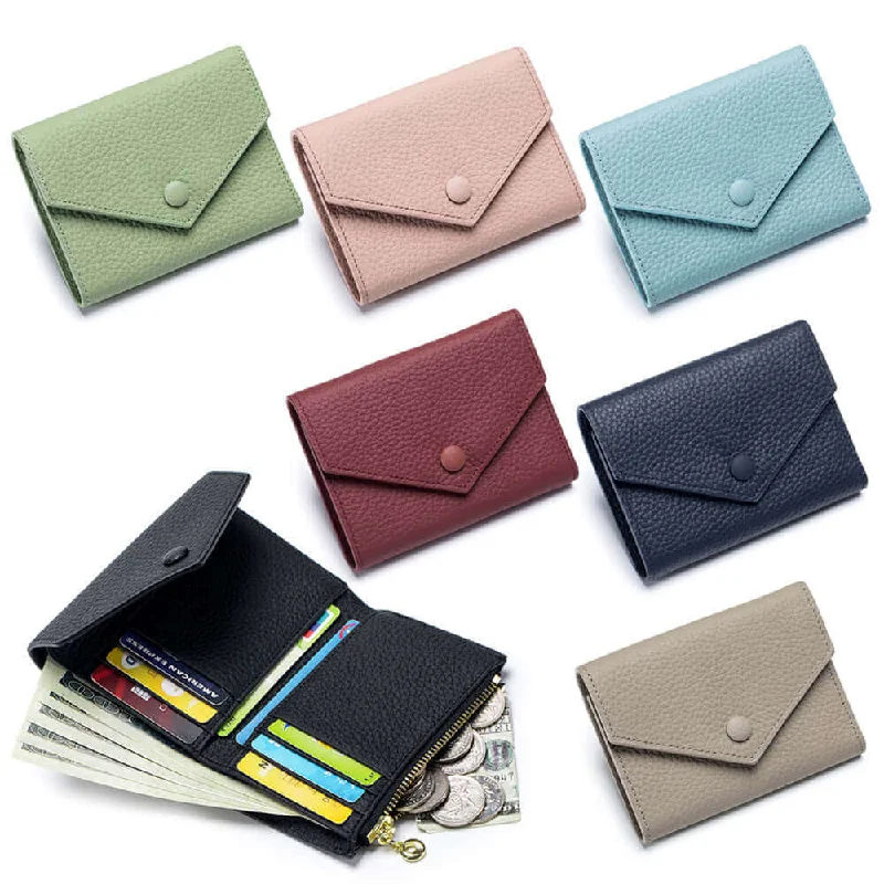 Women's Leather Trifold Envelope Wallet - Stylish & Functional