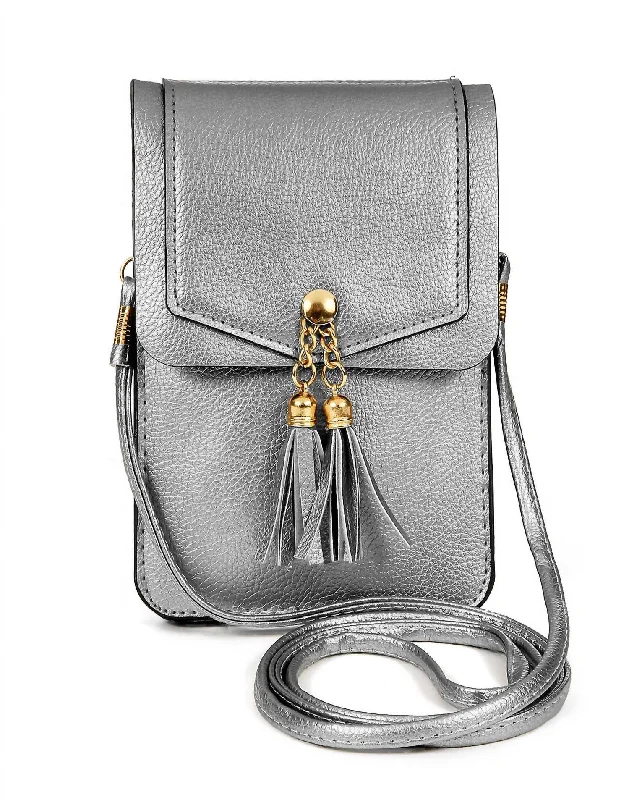 Women's Crossbody Cell Phone Bag In Metallic White