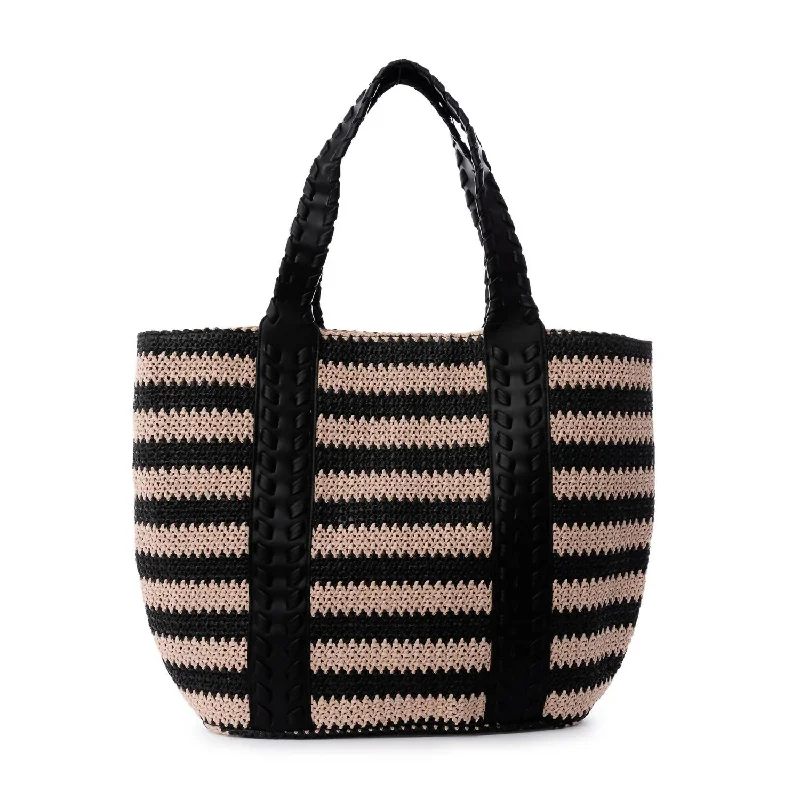 Women's Layla Straw Tote Bag In Natural Straw/black