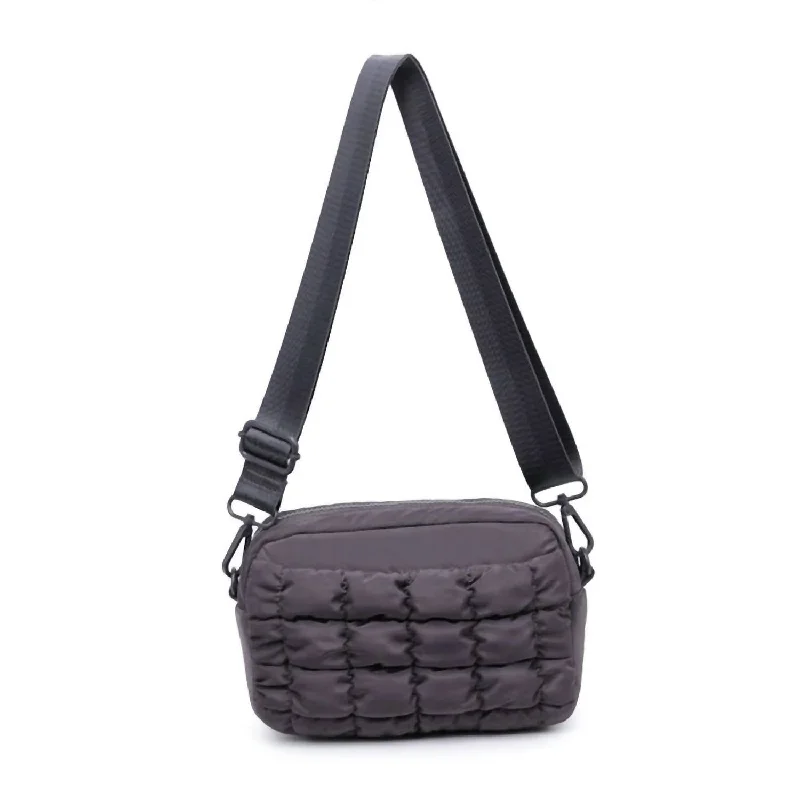 Women's Quilted Puffer Crossbody Bag In Carbon