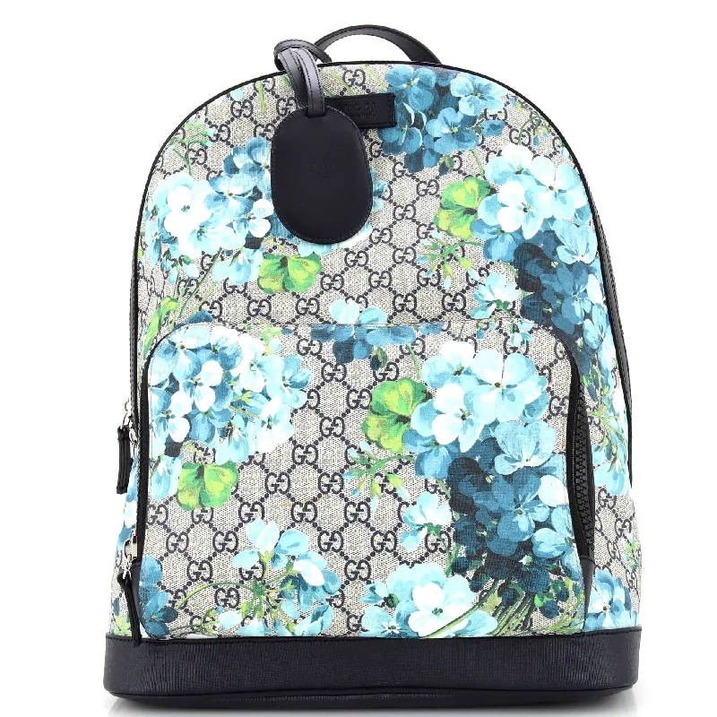 Zip Pocket Backpack Blooms Print GG Coated Canvas Medium