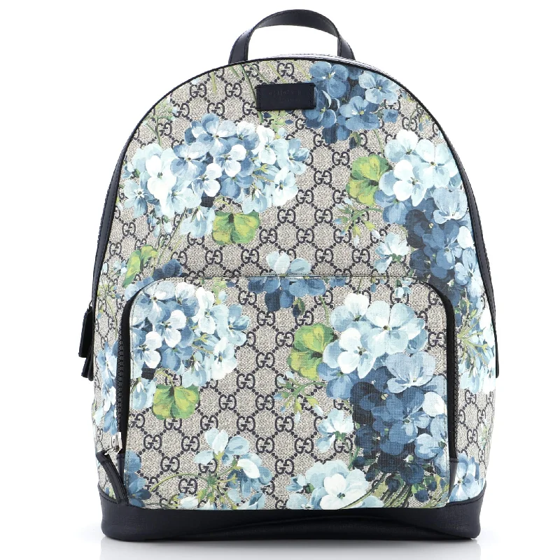 Zip Pocket Backpack Blooms Print GG Coated Canvas Medium