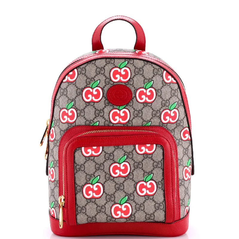 Zip Pocket Backpack Printed GG Coated Canvas Small