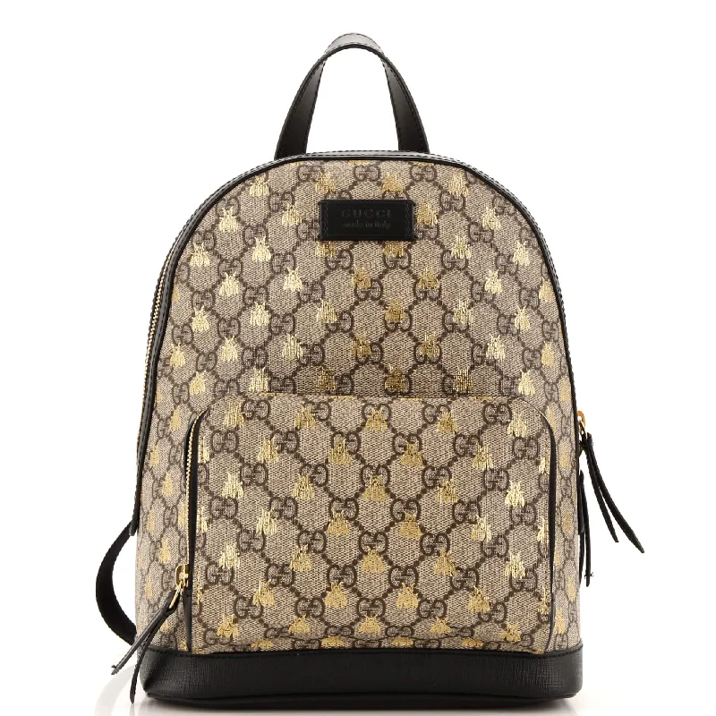 Zip Pocket Backpack Printed GG Coated Canvas Small